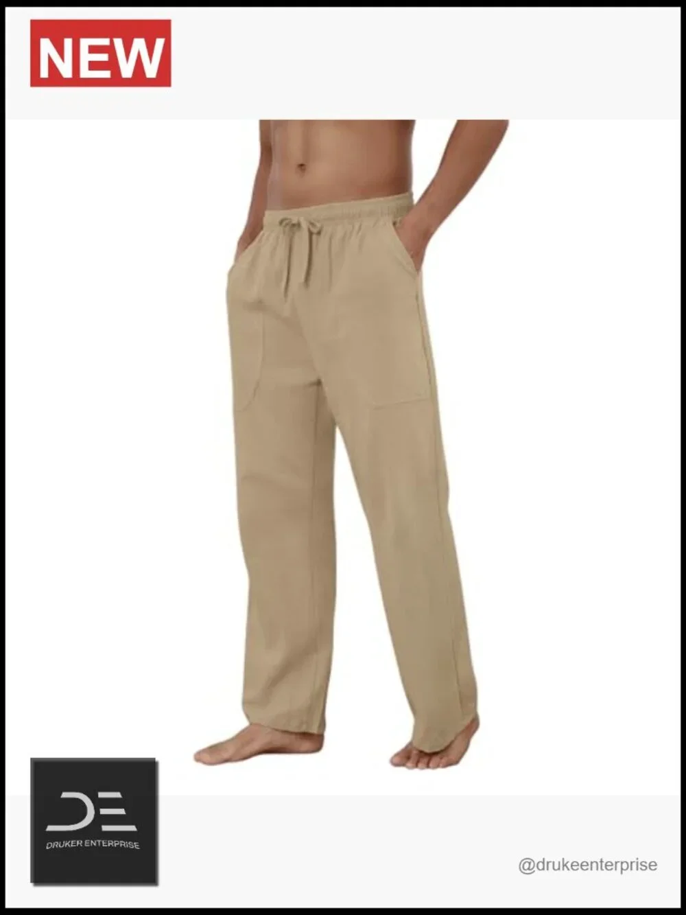 Cotton Linen Drawstring Loose Fit Casual Pants Beach Joggers